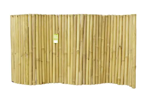 Artikelbild des Artikels “Bambuszaun Malang, Apus (gelb-braun) mit flexiblem Edelstahl gefertigt. Durchmesser 3-5cm 100x200 cm Höhe. “