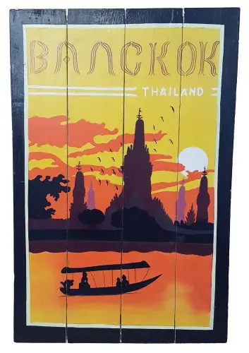 Artikelbild des Artikels “Handbemaltes Holzschild, retro, „Bangkok“, 60 cm “