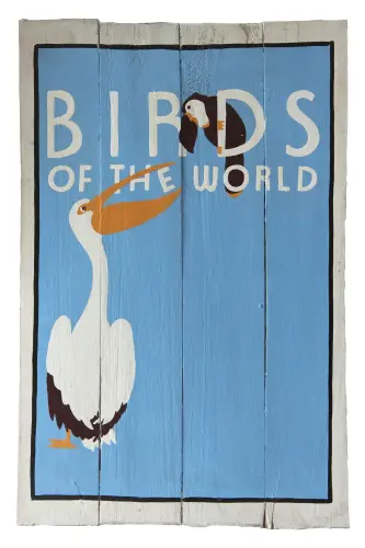 Artikelbild des Artikels “Handbemaltes Schild „Birds of the World“, 60 x 40 cm “