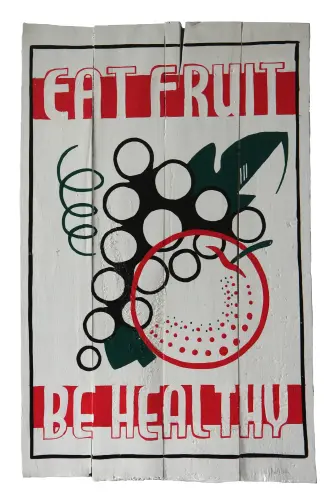 Artikelbild des Artikels “Handbemaltes Schild „Eat Fruit be Healthy“, 60 x 40 cm “