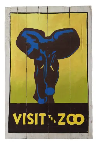 Artikelbild des Artikels “Handbemaltes Schild „Visit the Zoo – Elephant“, 60 x 40 cm “