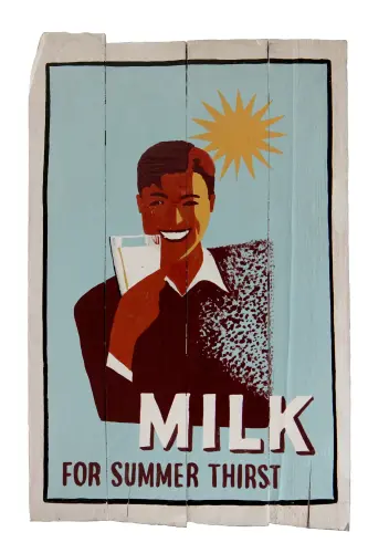 Artikelbild des Artikels “Holzschild, retro, „Milk health poster“, 60 x 40 cm “