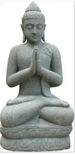 Product image of the product “Sitting Buddha made of basanite, Indian, 150 cm H, hand position: greeting ”