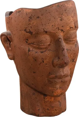 Artikelbild des Artikels “Charakterkopf als Pflanzgefäß, Terracotta. Farbe Rust. 76 cm hoch. “