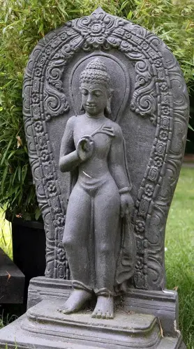 Artikelbild des Artikels “Buddha-Figur, stehend, Relief, Steinguss, 100 cm H “