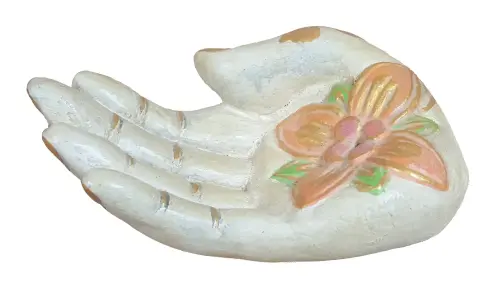 Artikelbild des Artikels “Meditative Hand, Steinguss, handbemalt, ca. 15 cm “