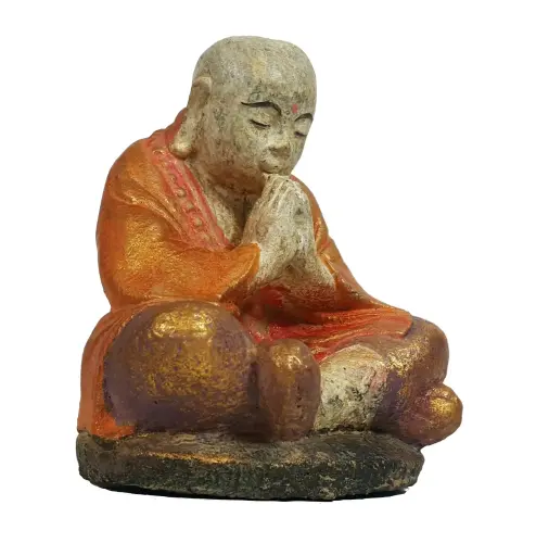 Artikelbild des Artikels “Sitzender Mönch, Steinguss, handbemalt, ca. 14 cm “