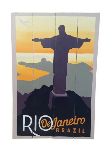 Artikelbild des Artikels “Handbemaltes Holzschild, retro, „Rio De Janeiro“, 60 cm “