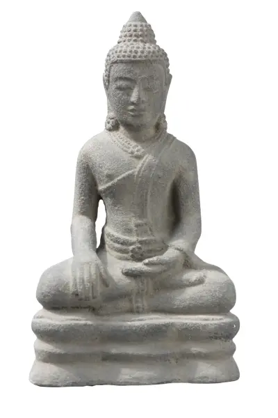 Product image 1 of the product “Sitting buddha, laotian, cast lava stone, handcrafted & coloured, 16x11x30 cm ”
