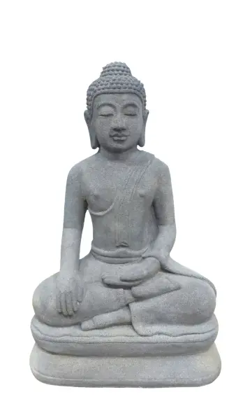 Artikelbild 1 des Artikels “Sitzender Buddha, Indien, Lavagestein, handgefertigt und gefärbt, 30 cm hoch, antike Ausführung “