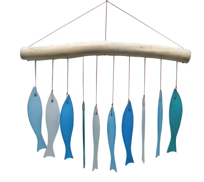 Product image 1 of the product “Glass wind-chimes Lisbon, sea-coloured, 26 cm H ”
