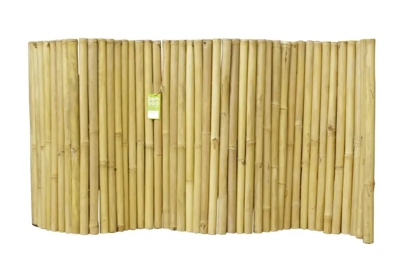 Artikelbild 1 des Artikels “Bambuszaun Malang, Apus (gelb-braun) mit flexiblem Edelstahl gefertigt. Durchmesser 3-5cm 100x200 cm Höhe. “