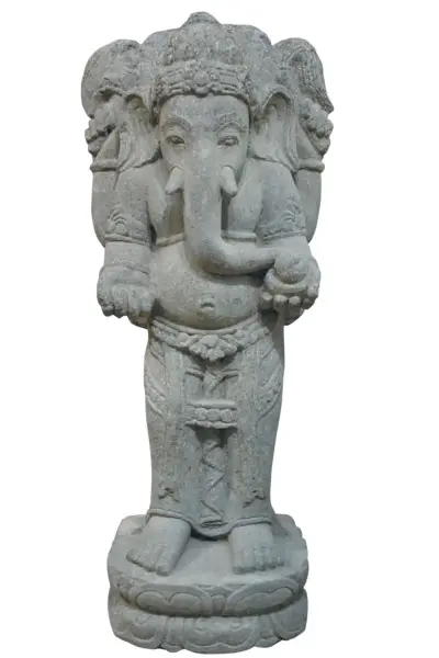 Artikelbild 1 des Artikels “Stehender Ganesha, 70 cm Höhe, Naturstein (Basanit), Steinmetzarbeiten. Naturstein, Grau “