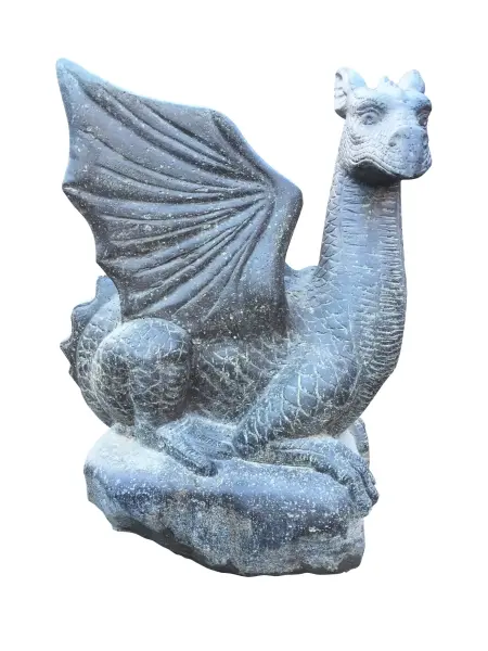 Product image 1 of the product “Sitting dragon on stone, looking to the right, ca. 65 cm H ”