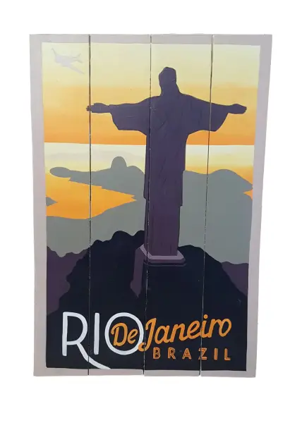 Product image 1 of the product “Hand painted wooden sign - Retro ''Rio De Janeiro'' 60x40x2 cm ”