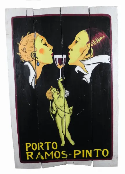Product image 1 of the product “Hand painted wooden sign - Retro ''Porto Ramos Pinto'' 60x40x2 cm ”