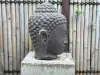 Product image 2 of the product “Buddha head as a water feature, 35x32x50cm, cast stone, hollow, handcrafted & coloured ”