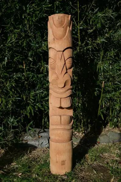 Product image 2 of the product “Tiki Statue Polynesia style. From coconut palm 150cm. Approx. 25-27cm dia. Model 2 - open mouth, ”