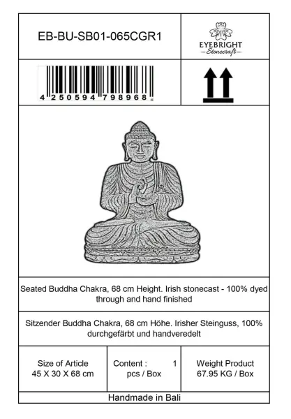 Artikelbild 4 des Artikels “Eshan - Sitzender Buddha Chakra - 68cm - aus Kunststein “