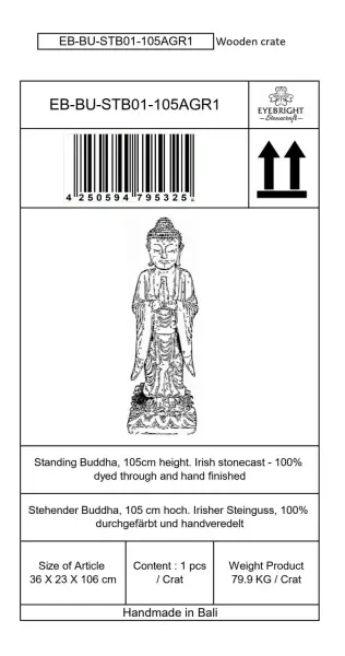 Artikelbild 4 des Artikels “Jagan - Stehender Buddha, 105 cm H | Steinguss “
