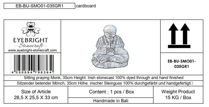 Artikelbild 5 des Artikels “Rokesh - Sitzender betender Mönch, 35cm H | Steinguss “