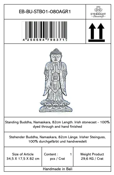Artikelbild 5 des Artikels “Jagan - Stehender Buddha, Namaskara, 82cm H | Steinguss “