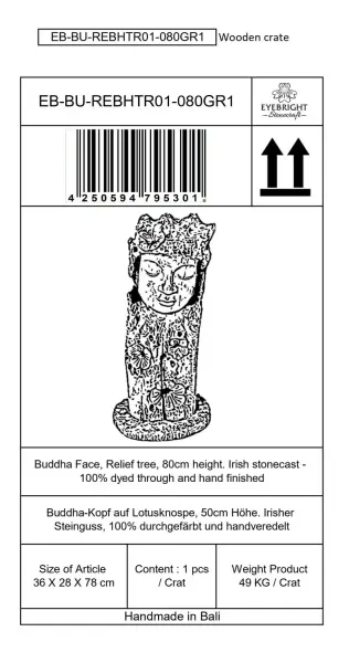 Artikelbild 6 des Artikels “Jadoo - Buddha Gesicht, Relief Baum, 80cm H | Steinguss “