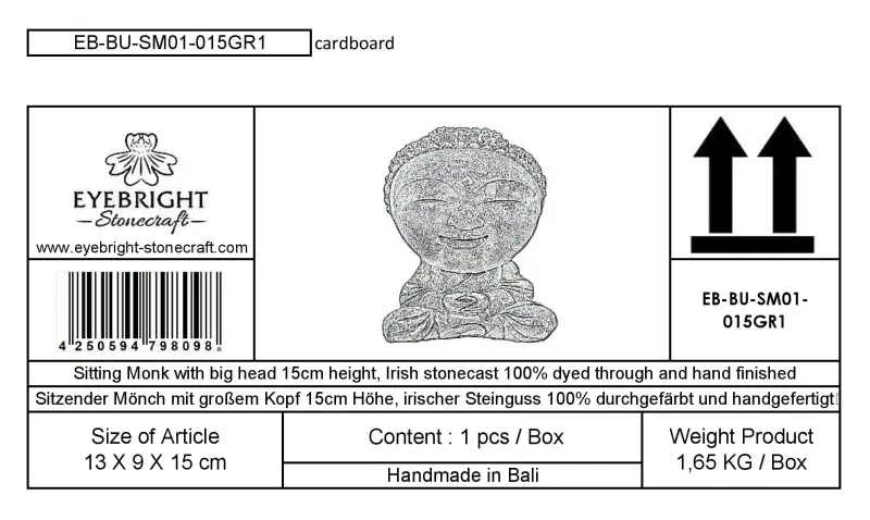 Artikelbild 6 des Artikels “Nima - Sitzender Mönch mit großem Kopf, 15 cm H | Steinguss “
