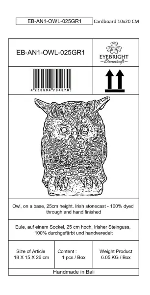 Product image 7 of the product “Esme - Owl, on a base, 25cm H | cast stone ”