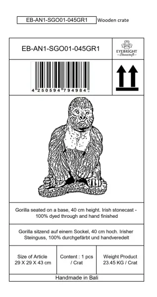 Artikelbild 7 des Artikels “Barney - Gorilla, sitzend, auf Sockel, 40 cm H | Steinguss “