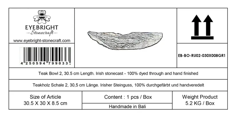 Product image 7 of the product “Stone bowl with wood grain, 30.5 cm long | cast stone ”