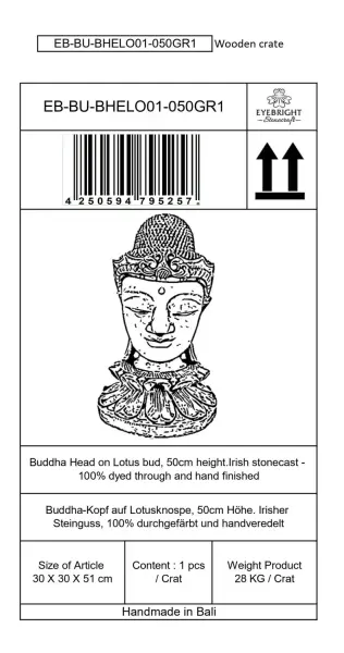 Product image 7 of the product “Champa - Buddha Head on Lotus bud, 50cm H | cast stone ”