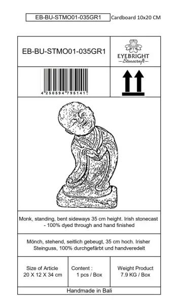 Artikelbild 7 des Artikels “Ling - Mönch, stehend, seitlich gebeugt, 35 cm H | Steinguss “