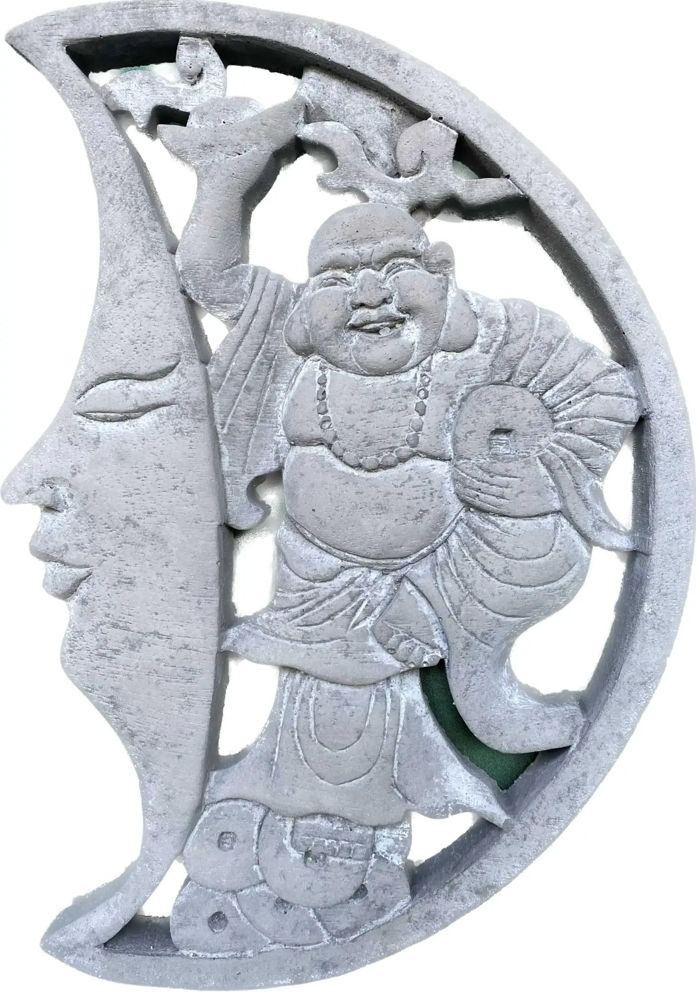 Artikelbild 1 des Artikels “Yong - Plaque Hälfte - Chinesischer Buddha mit Mond, Ø 30cm | Steinguss “