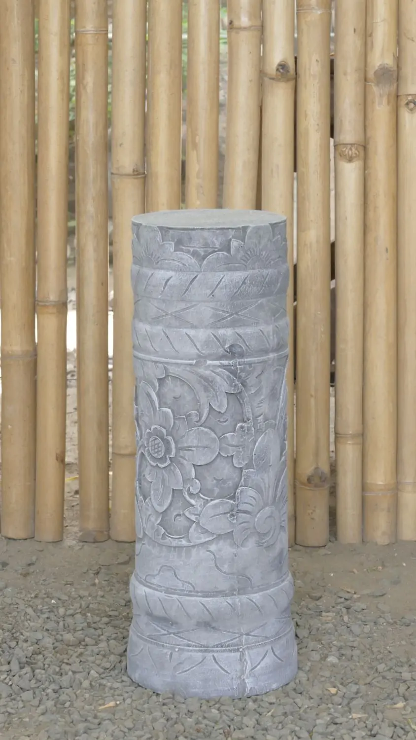 Artikelbild 1 des Artikels “Batur - Sockel gerade mit Blumenmotiv, Ø 15cm, 45cm H | Steinguss “