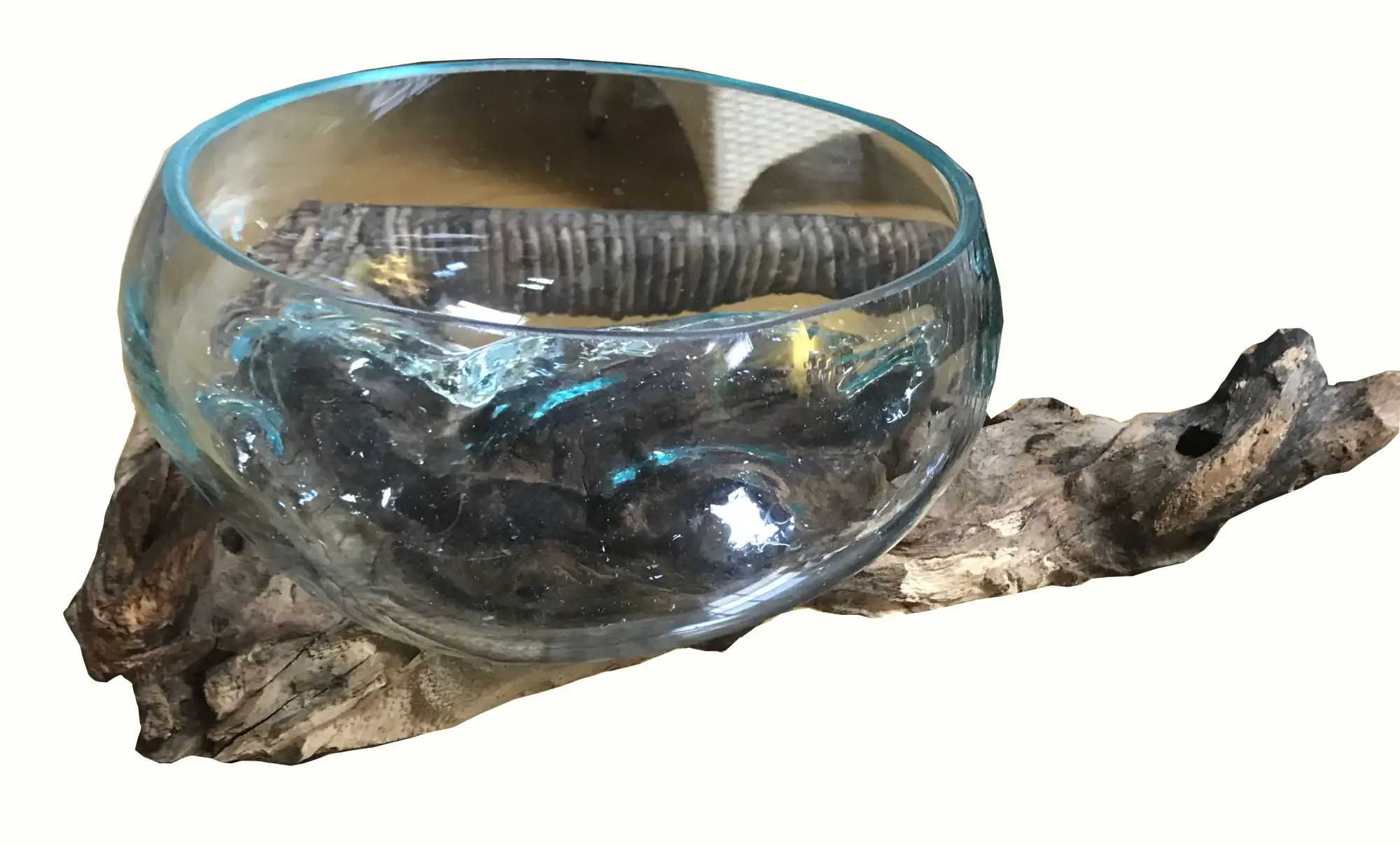 Product image 1 of the product “Driftwood with wide glass as plant pot ”