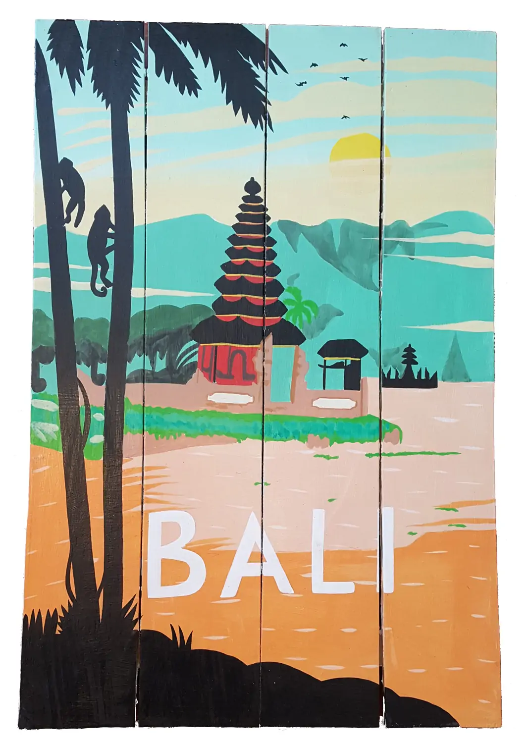 Artikelbild 1 des Artikels “Handbemaltes Holzschild, retro, „Bali' 60 cm “