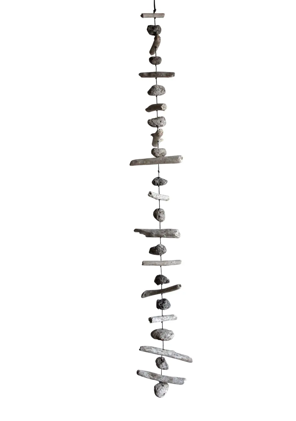 Product image 1 of the product “Deco hanger - driftwood and stone ca.150cm ca.12x12x150cm, white glazed ”