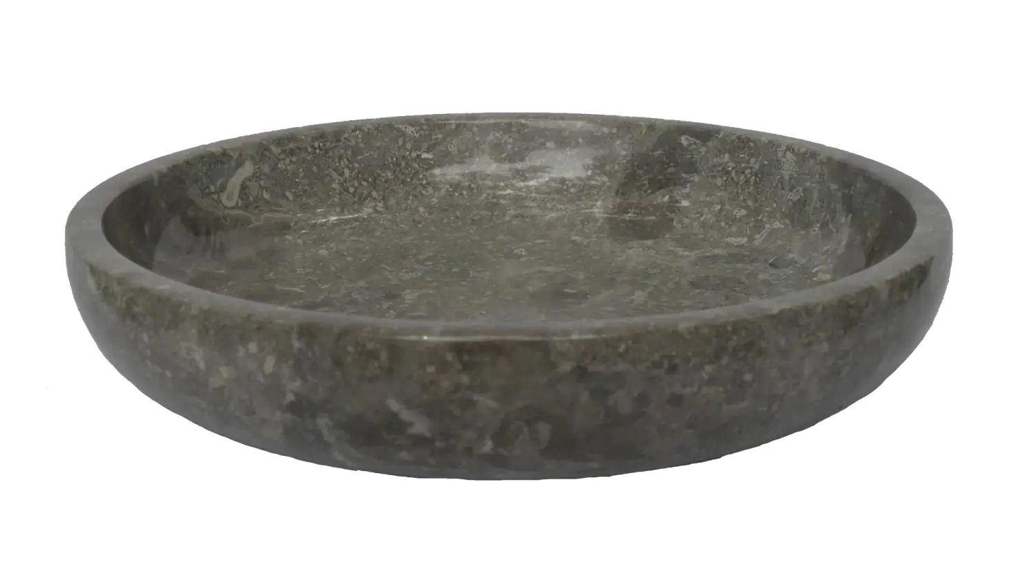 Artikelbild 1 des Artikels “Schale rund, innen poliert, 21 cm Durchmesser, aus grauem Marmor. Außen poliert “