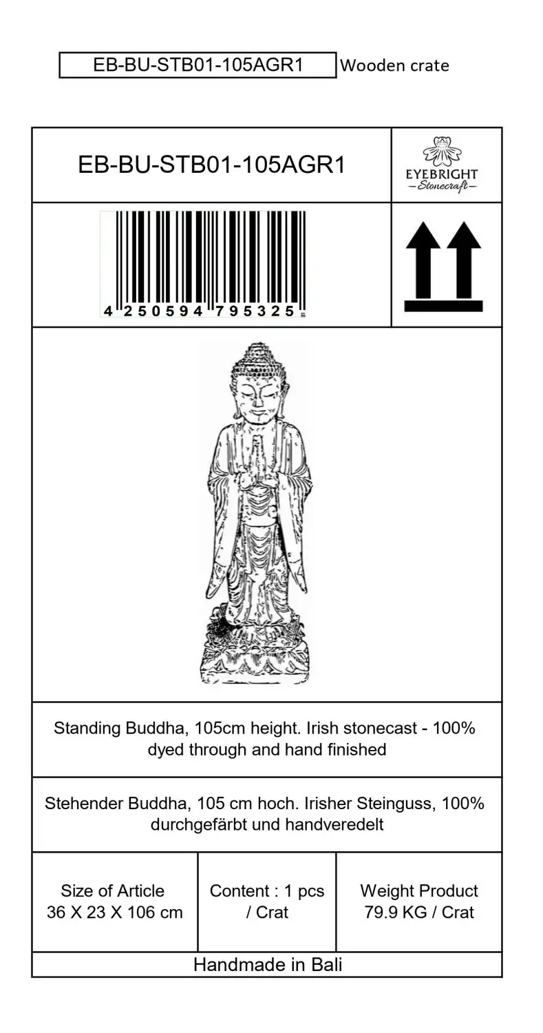 Artikelbild 11 des Artikels “Jagan - Stehender Buddha, 105 cm H | Steinguss “