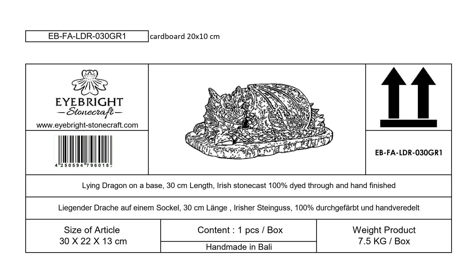 Artikelbild 12 des Artikels “Jaro -Liegender Drache auf Sockel, 30cm L | Steinguss “