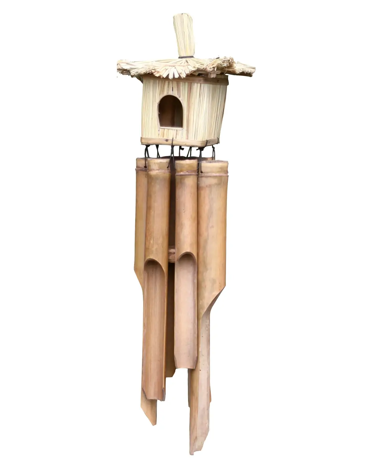 Artikelbild 2 des Artikels “Windspiel mit quadratischem Strohhaus,18x18x60 cm. Die Länge beträgt 40 cm. Natürlich “