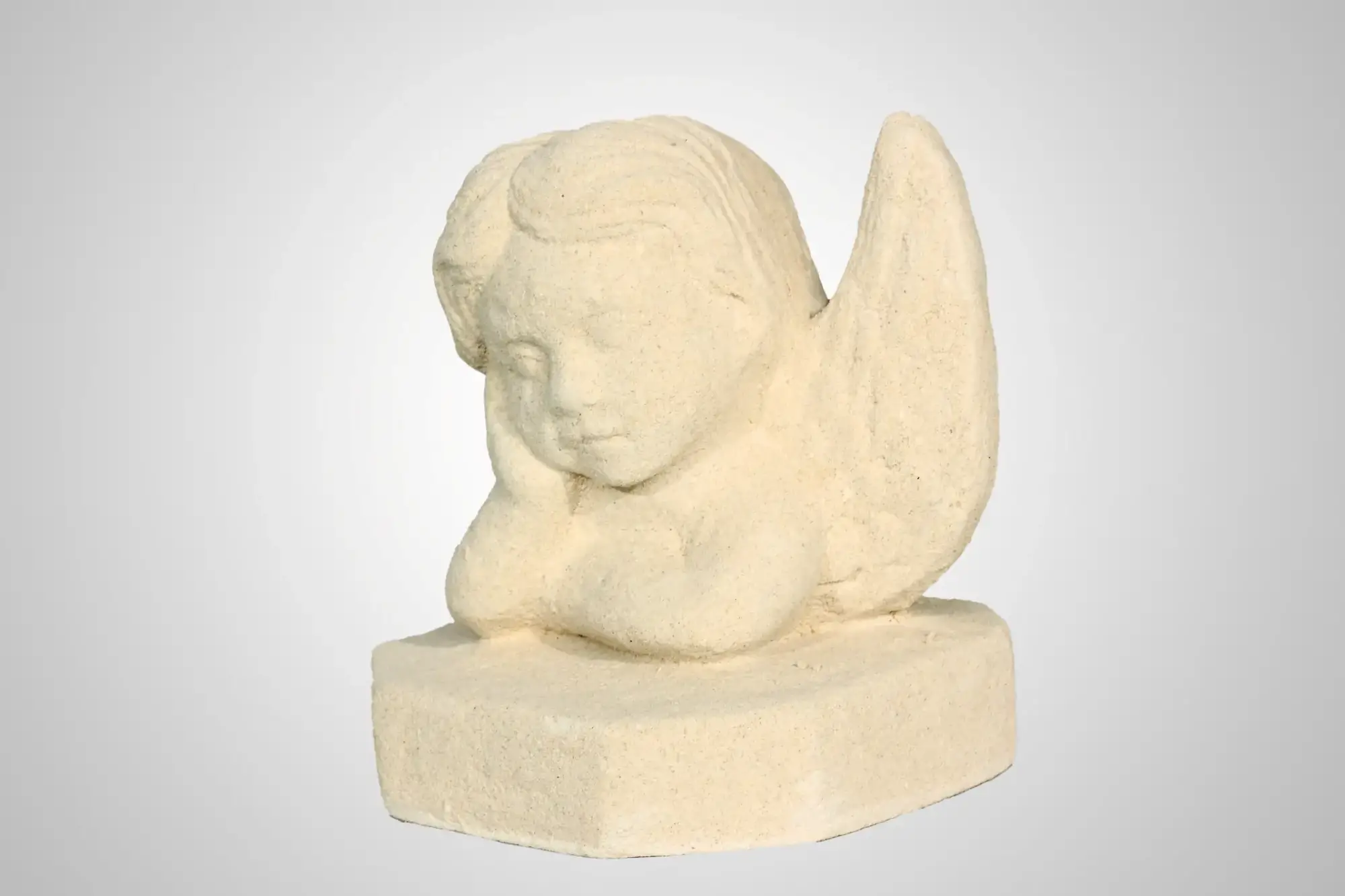 Artikelbild 2 des Artikels “SALE - Engel aufgestützt mit Platte ca. 17x19x20 cm, Steinguss - Handveredelt “