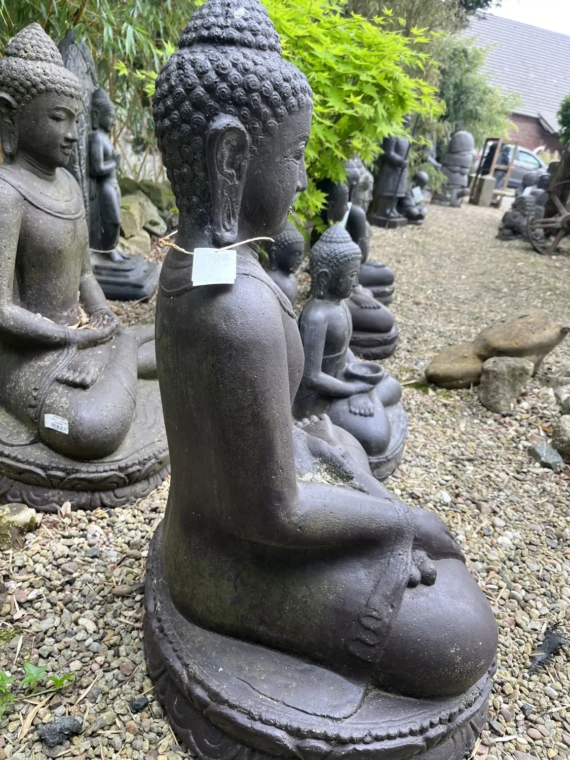 Product image 2 of the product “Sitting buddha, India, 80 cm height, cast stone, hollow, handcrafted & coloured ”