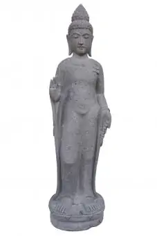 Product image 2 of the product “Standing Buddha with floral carving, Abudaya position. 37 x 32 x 152cm. Natural stone (river stone), stonemasonry ”