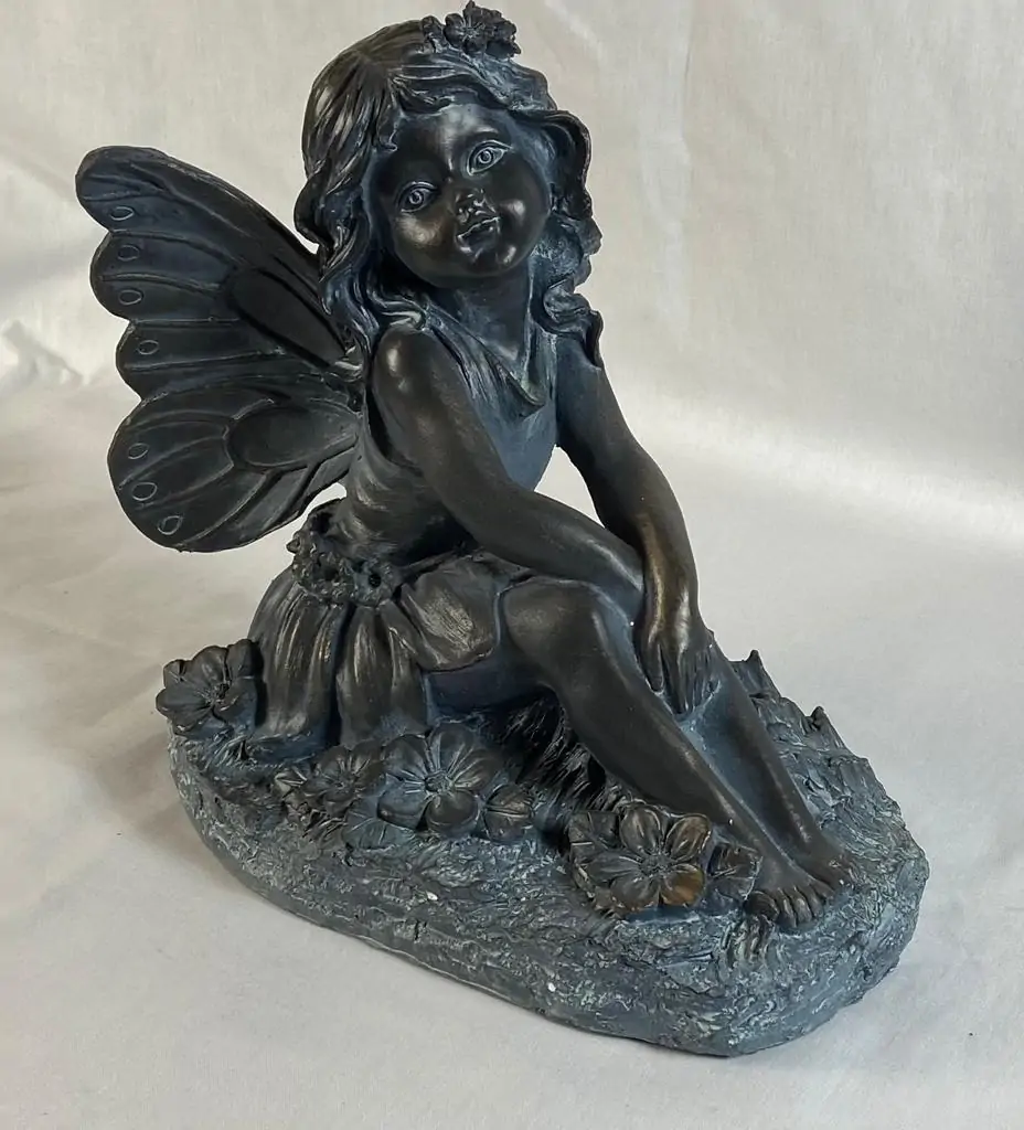 Artikelbild 2 des Artikels “Sitzende Elfe (Blumenfee) D – Bronzeoptik, ca. 23 cm “