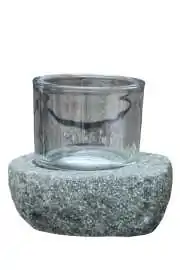 Artikelbild 3 des Artikels “Windlicht aus Basanit mit Glas – 12,5 cm Ø “