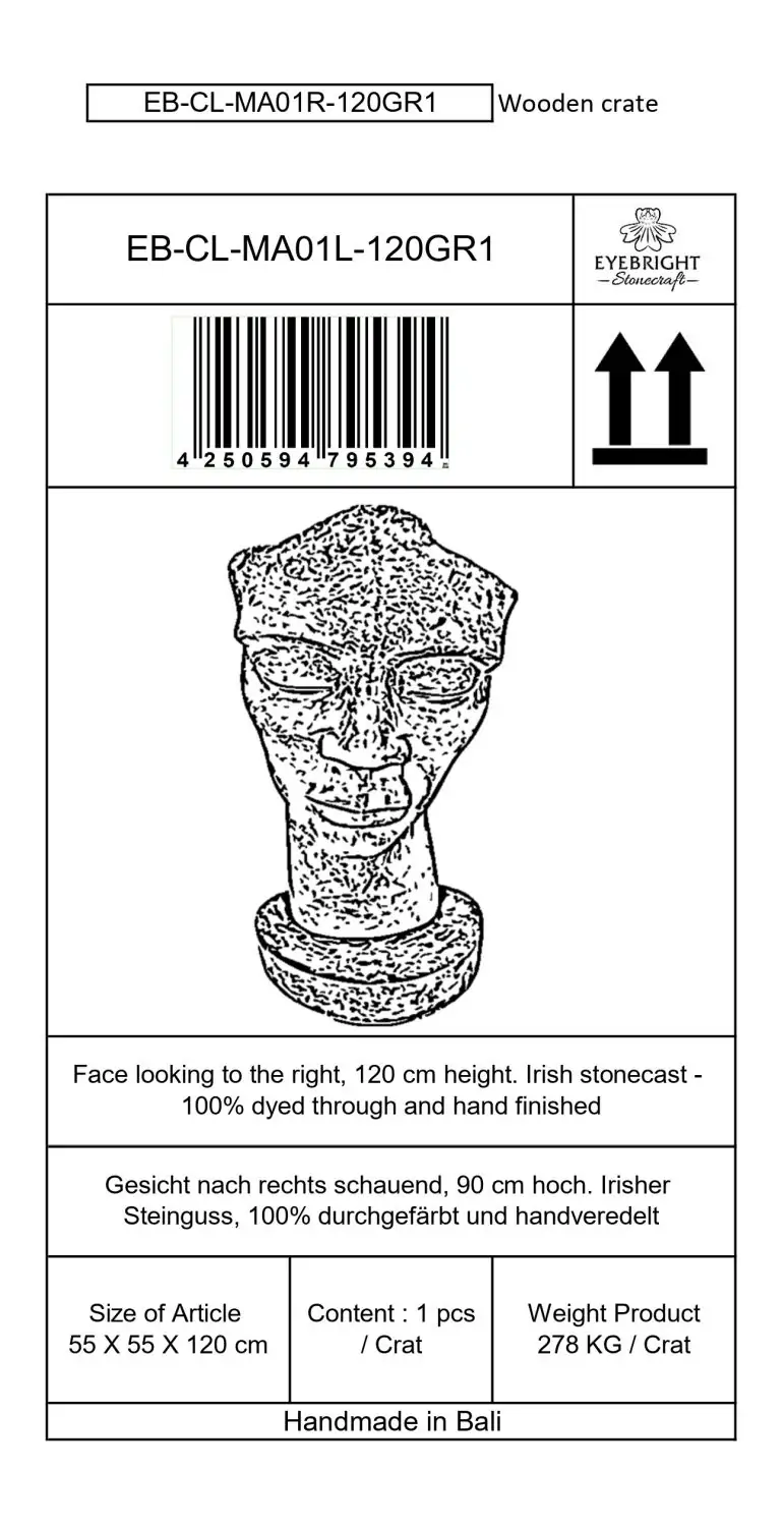 Product image 3 of the product “Dilan - Face looking to the left, 120 cm H | cast stone ”