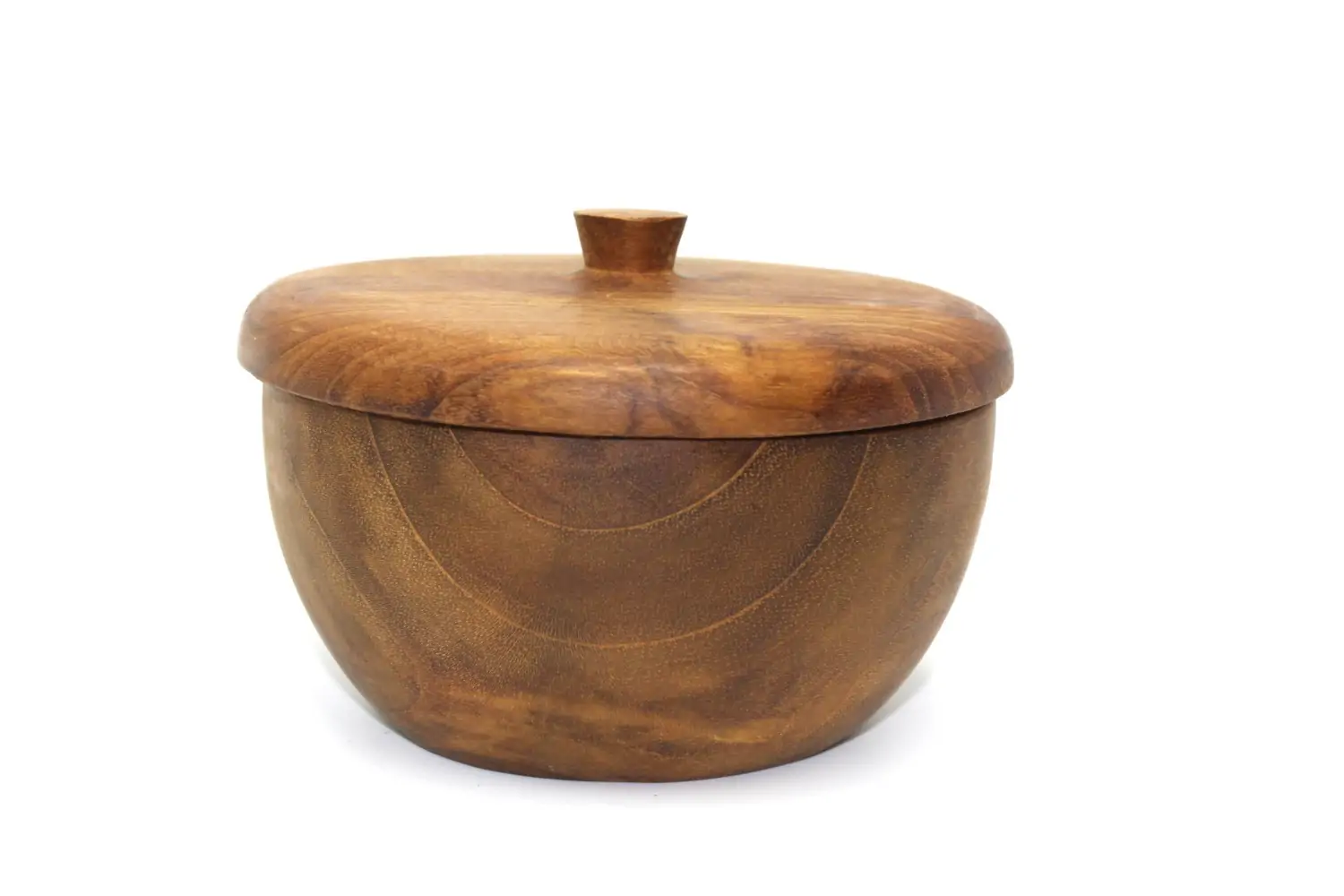 Artikelbild 3 des Artikels “Holzschale mit Deckel, aus Teakholz, 12 cm Ø, 9 cm H “