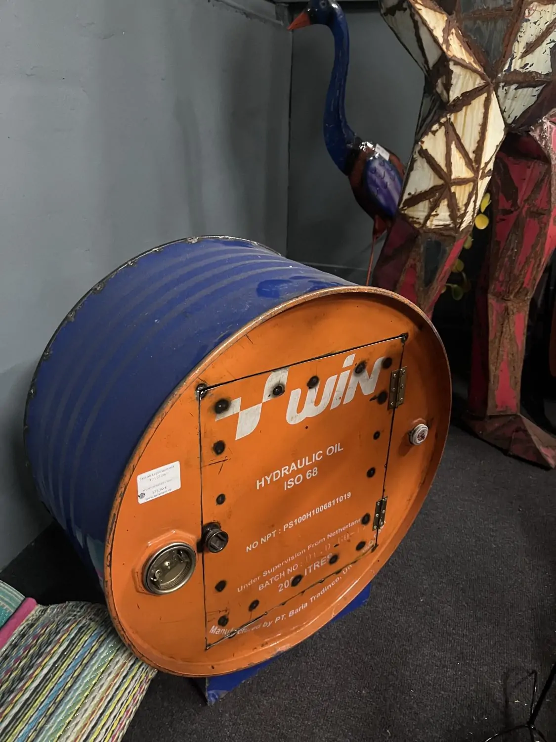 Artikelbild 3 des Artikels “Fass zur Aufbewarung mit Tür, 65 cm, blau-orange “